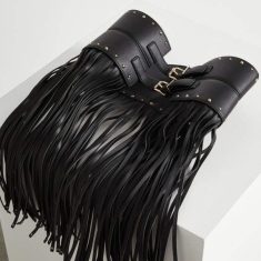 دامن چرمی ریش ریش کوتاه و بلند مشکی