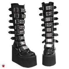 بوت ساق دار دمونیا ورنی لژ بلند گوتیک Demonia