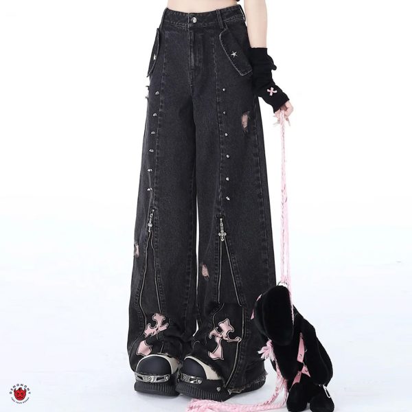 شلوار بوت کات Pink Goth - Image 7