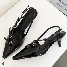 کفش سه بند پاشنه دار مشکی و زرشکی Stiletto