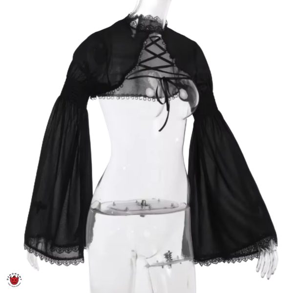 کراپ نیم تنه شراگ گاتیک آستین بلند حریر Seraphina - Image 4