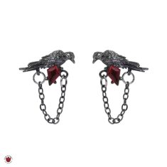 گوشواره میخی کلاغ و یاقوت سرخ و زنجیر