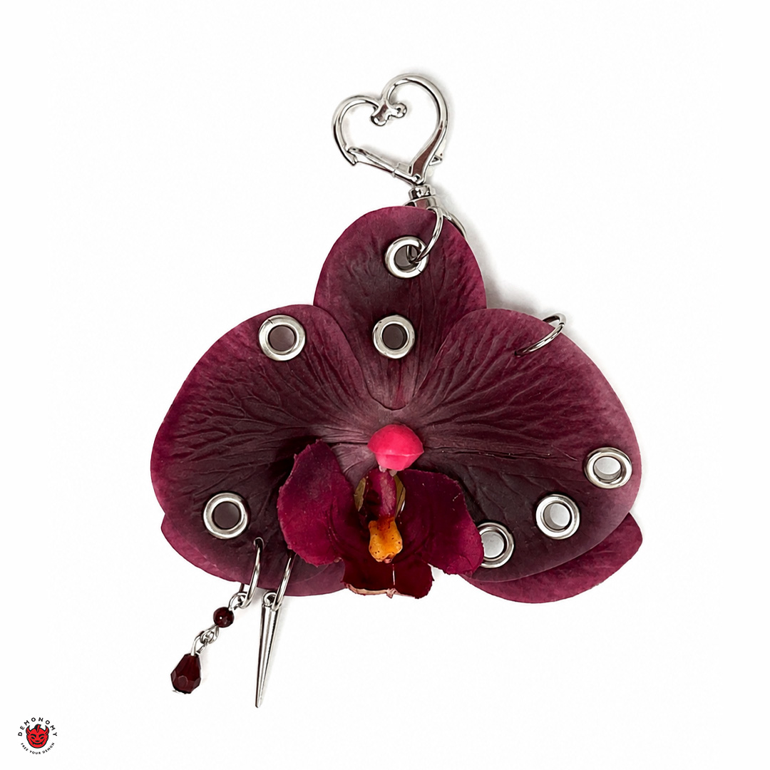 چارم آویز کیف گل مصنوعی ارکیده رنگی Orchid - Image 3