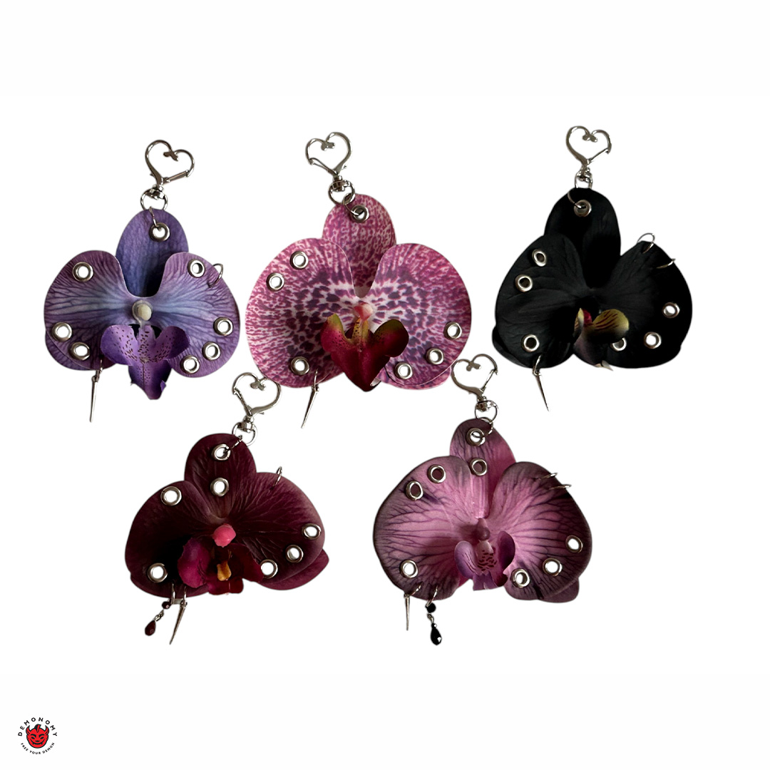 چارم آویز کیف گل مصنوعی ارکیده رنگی Orchid - Image 7